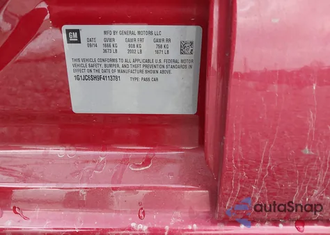 2015 Chevrolet Sonic Lt Auto from USA, damaged, VIN 1G1JC6SH9F4113781